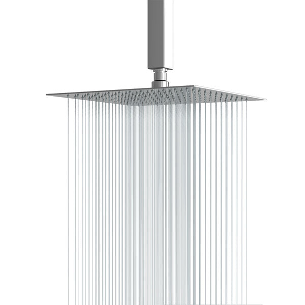 10 Inch Square Rain Shower Head 1.8 GPM High Pressure Shower Head Stainless Steel Shower Head-Polished Chrome from Lordear