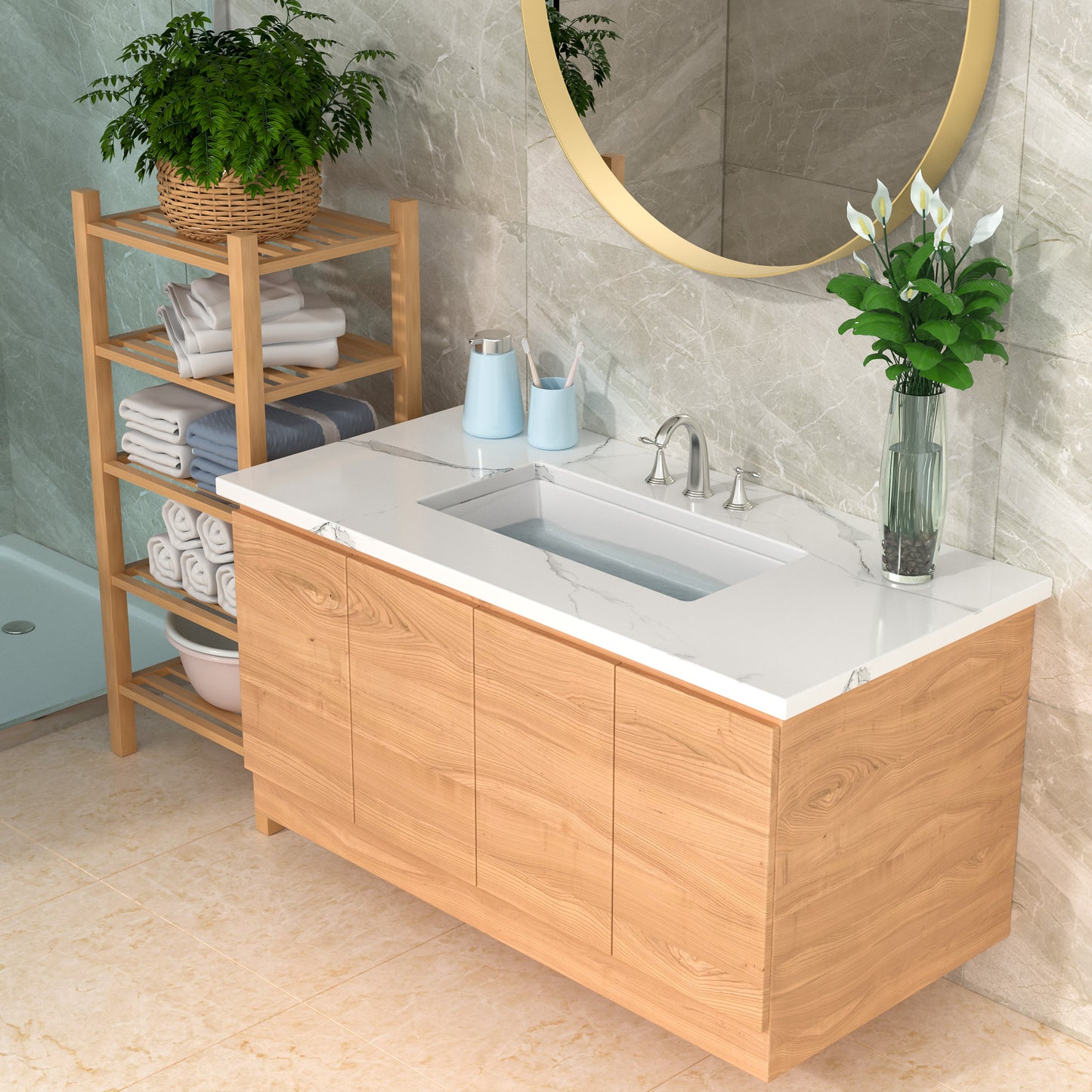 Lordear White Ceramic Undermount Rectangular Bathroom Sink from Lordear