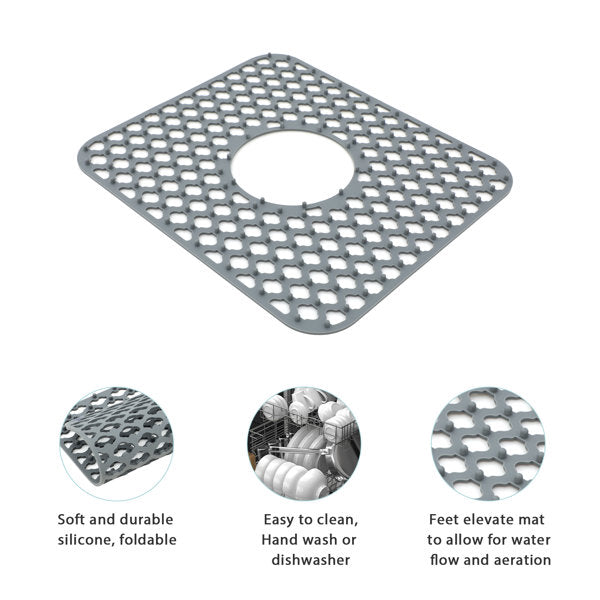 Lordear 14" x 11" Kitchen Sink Silicone Bottom Grid Hot Resistant with Drain Hole from Lordear