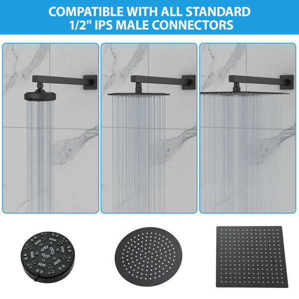 16 Inch Wall Mounted Shower Arm Stainless Steel Shower Arm Shower Head Extension Arm With Flange from Lordear