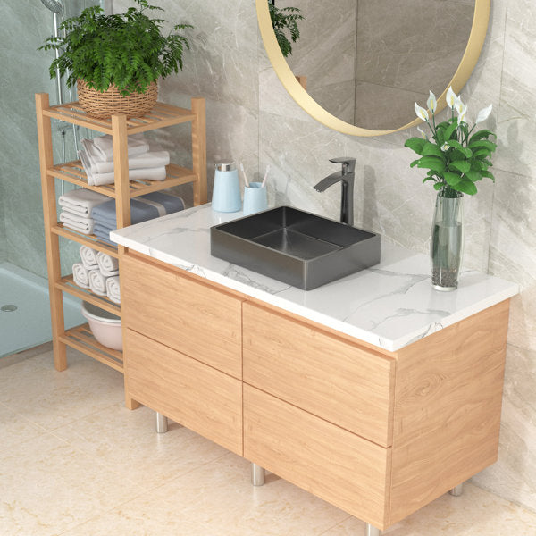Lordear 19" × 15" Stainless Steel Rectangular Vessel Bathroom Sink with Pop-Up Drain from Lordear