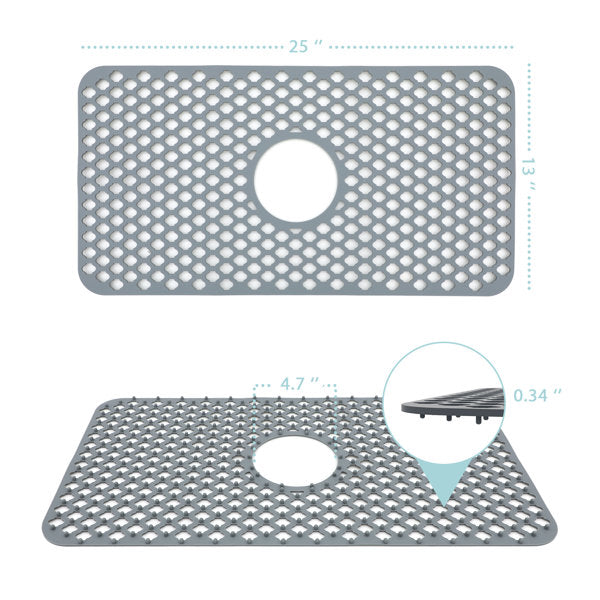 Lordear 25" x 13" Kitchen Sink Silicone Bottom Grid Hot Resistant with Drain Hole from Lordear