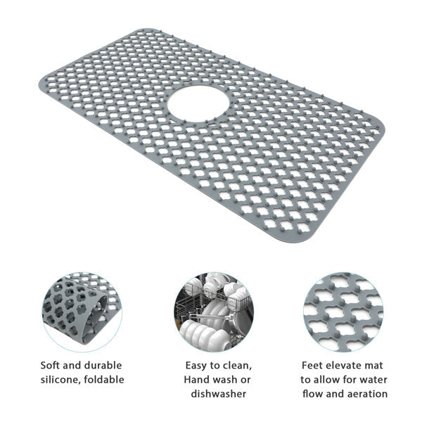 Lordear 25" x 13" Kitchen Sink Silicone Bottom Grid Hot Resistant with Drain Hole from Lordear