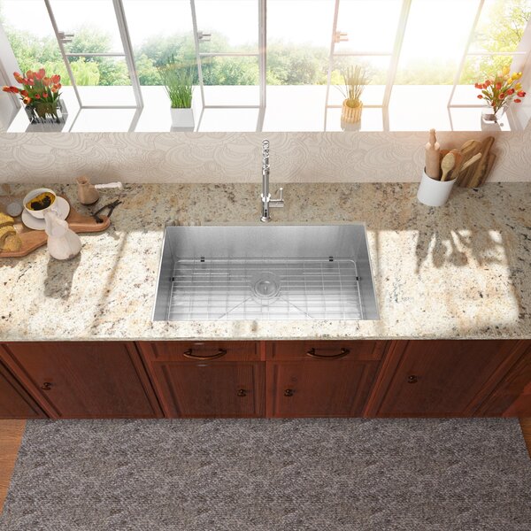 26in L x 18in W Undermount Kitchen Sink 16 Gauge Stainless Steel Kitchen Sink with Drain Assembly from Lordear