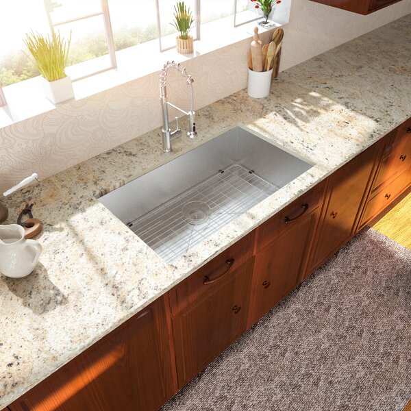 26in L x 18in W Undermount Kitchen Sink 16 Gauge Stainless Steel Kitchen Sink with Drain Assembly from Lordear
