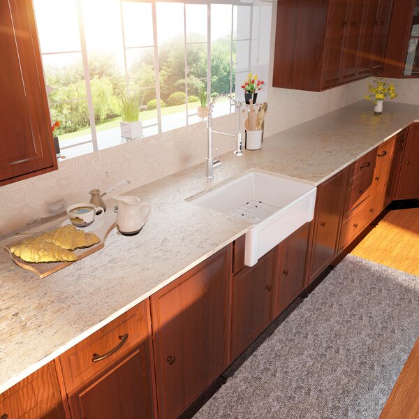 Lordear 30" Ceramic Fireclay Porcelain Apron-Front Single Bowl Farm Kitchen Sink from Lordear