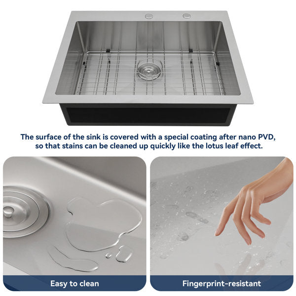 33in L x 22in W Drop In Kitchen Sink with Pull-out Faucet 16 Gauge Stainless Steel Topmount Single Bowl Sink from Lordear