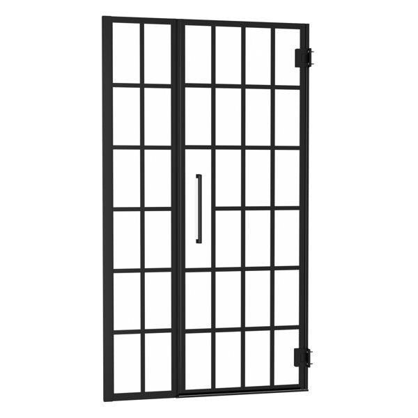 Lordear Tempered Glass Frameless Matte Black Checkered Shower Door from Lordear