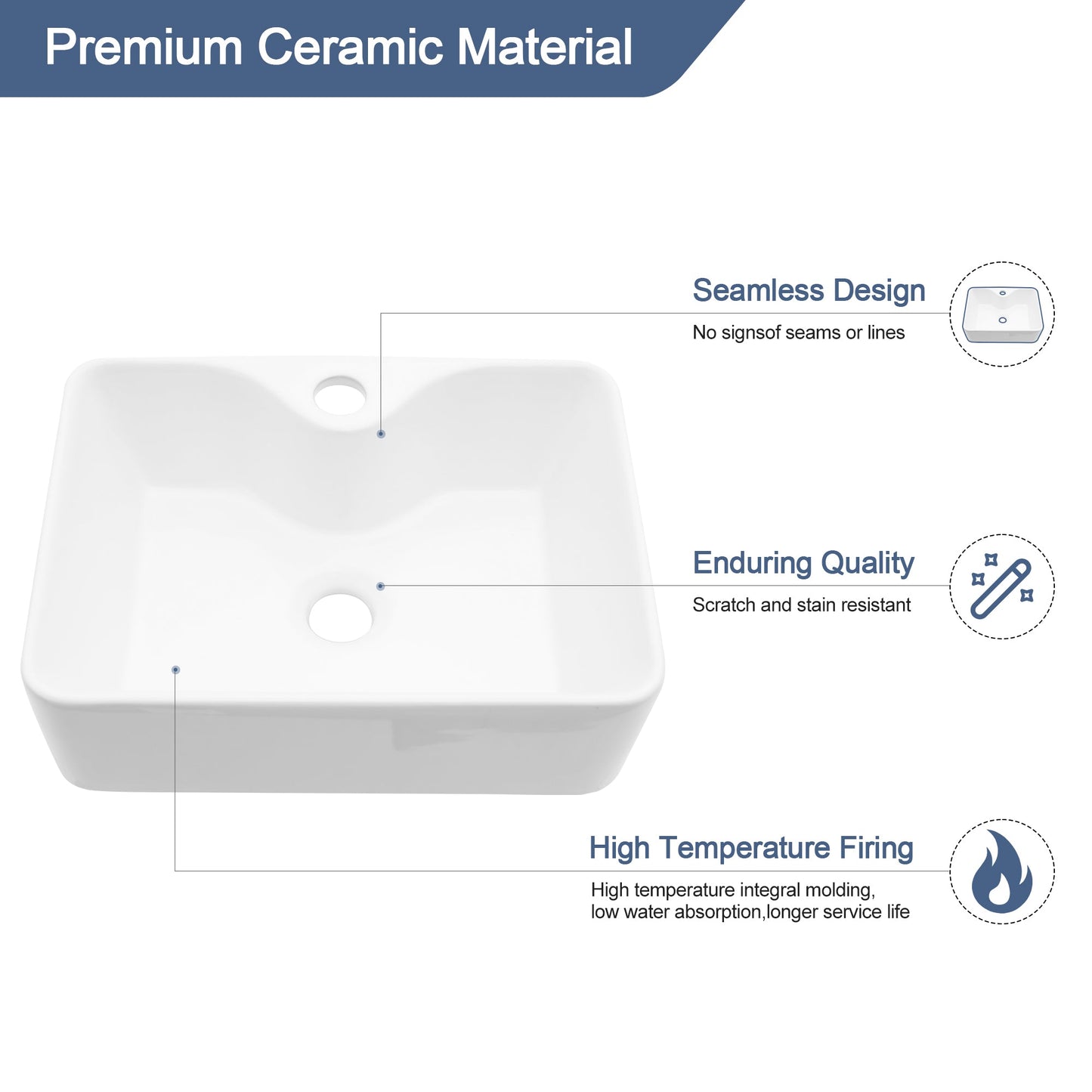 Lordear 16" x 12" White Ceramic Wall Mounted Bathroom Sink with Towel Rack from Lordear