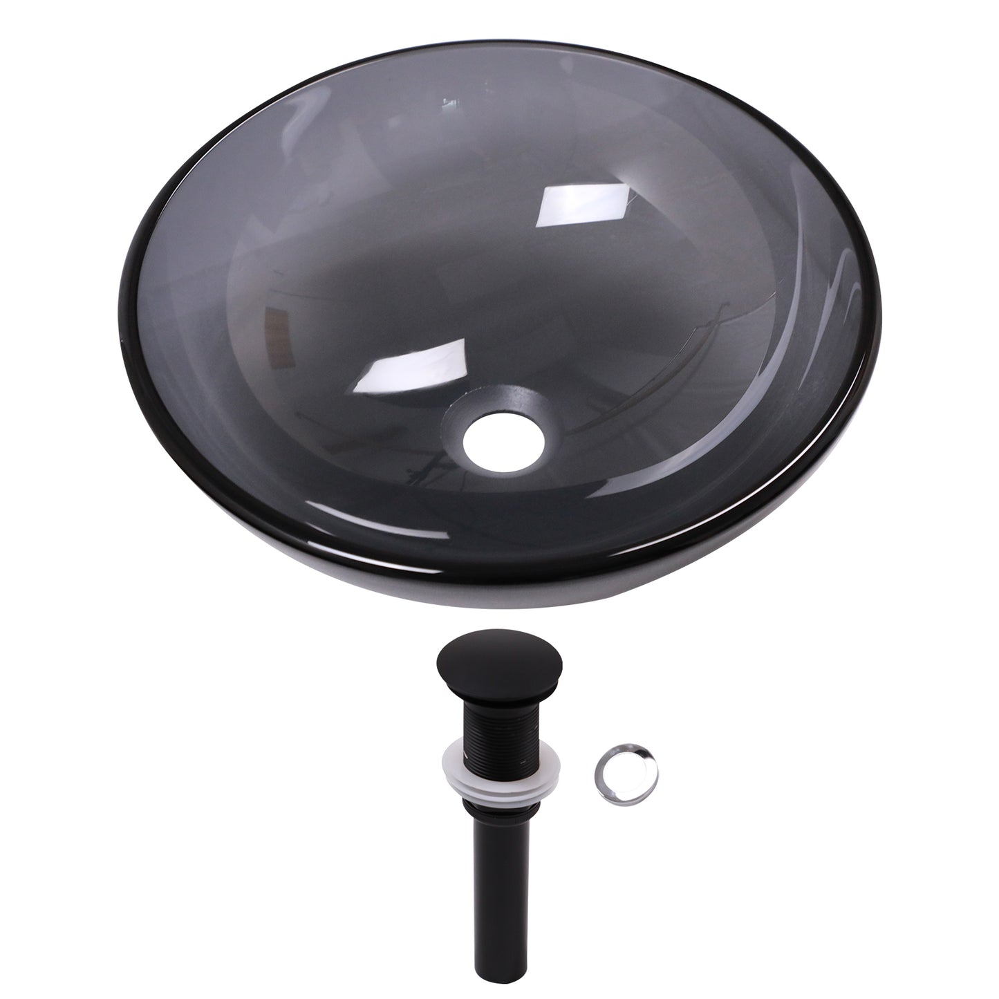 Lordear 16" x 16" Tempered Glass Vessel Bathroom Sink with Pop up Drain from Lordear