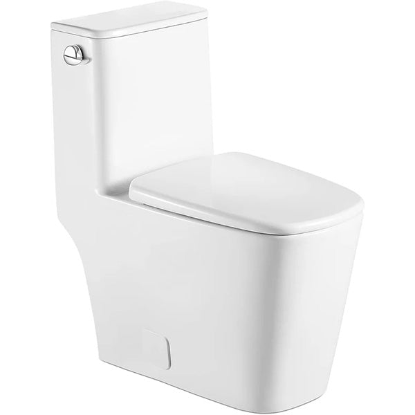 Lordear One Piece Elongated Toilet with Comfortable Seat Height Single Flush Power Flush 1.28 GPF 12in Rough-In Glossy White from Lordear