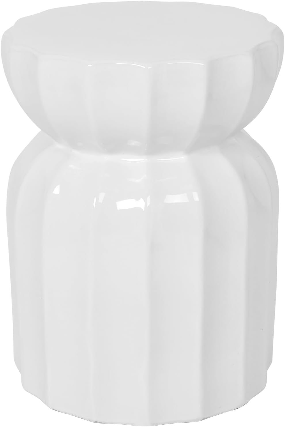 Lordear 17'' Ceramic Garden Stool Blue/White Drum Seat for Indoor Outdoor Patio, Spill-Proof Side Table, Plant Stand, Coastal Contemporary Decor from Lordear