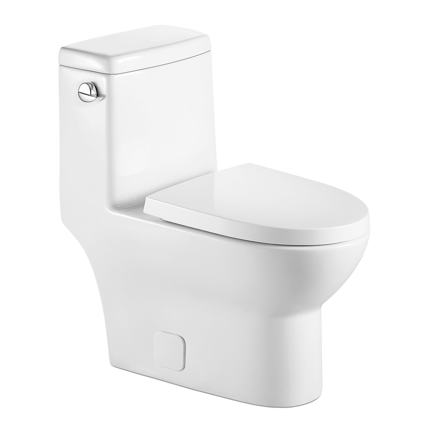 Lordear Elongated One Piece Toilet White with Soft Seat Height 17.5in Single Power Flush 1.28 GPF 12in Rough-In Toilet Bowl from Lordear