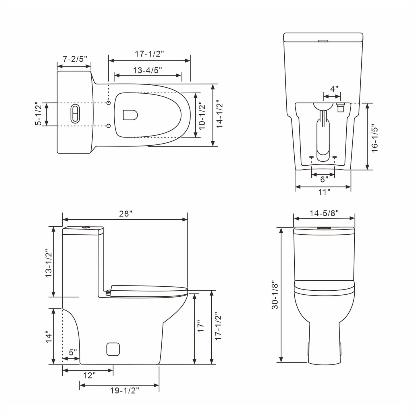 Lordear White Ceramic Elongated Floor One Piece Bidet Toilet from Lordear