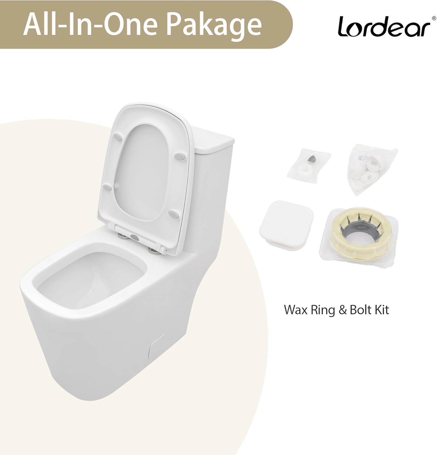 Lordear White Ceramic Elongated Floor One Piece Bidet Toilet with Comfortable Seat from Lordear