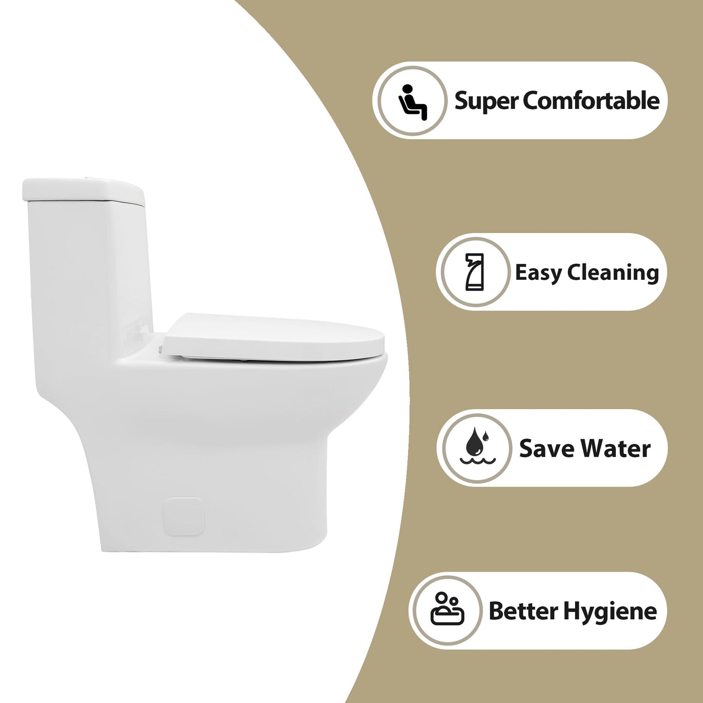 Lordear White Ceramic Elongated Floor One Piece Bidet Toilet from Lordear