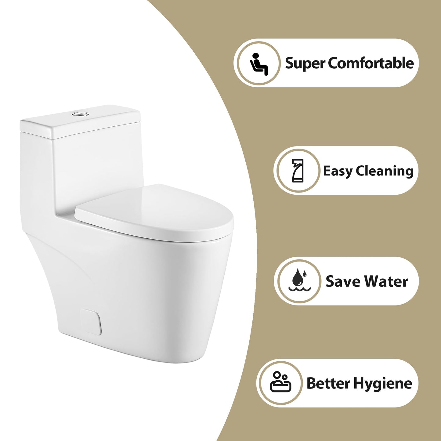 Lordear White Ceramic One Piece Floor Bidet Toilet with Comfort Wider Chair Seat from Lordear