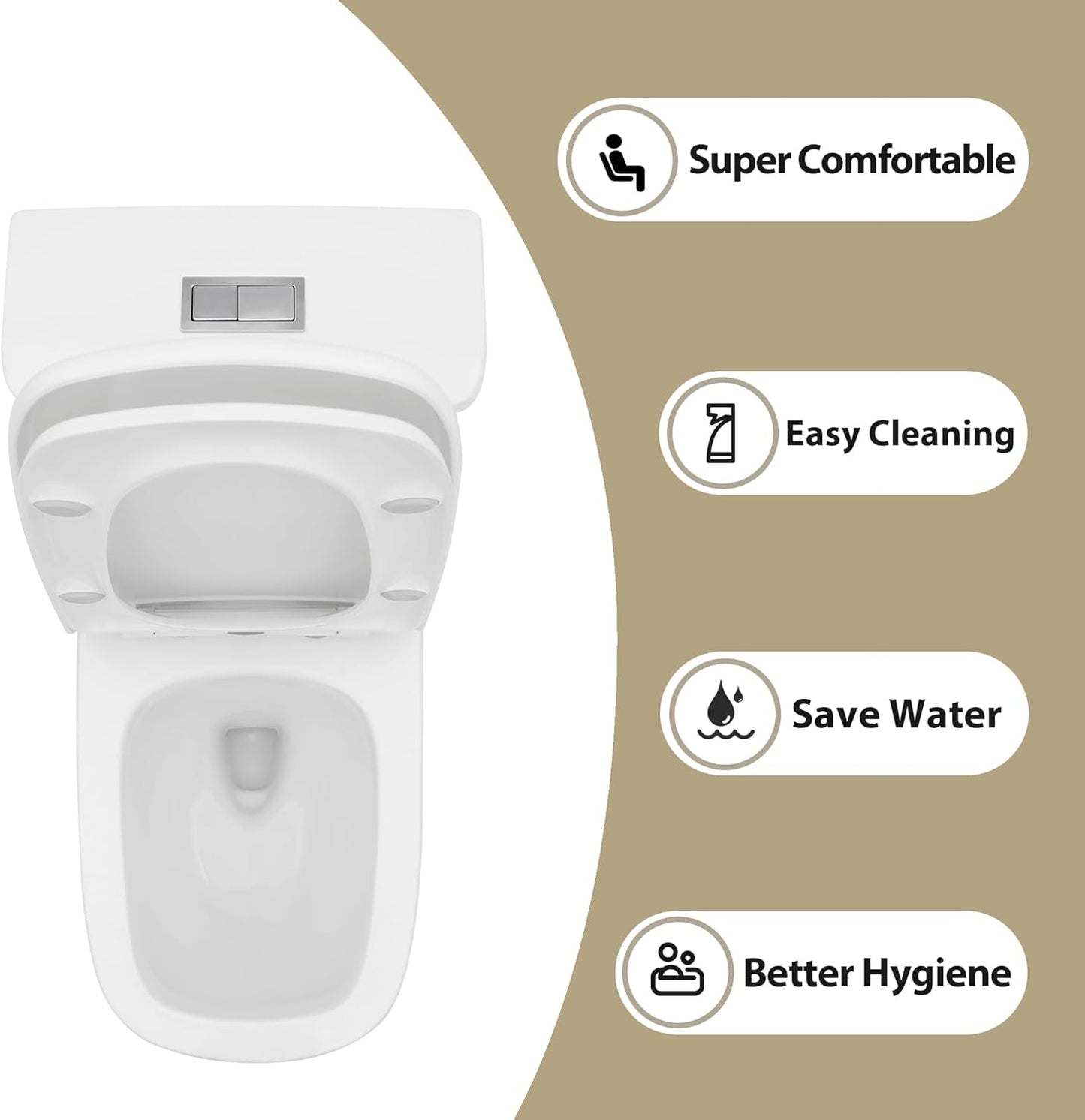 Lordear White Ceramic Elongated Floor One Piece Bidet Toilet with Comfortable Seat from Lordear