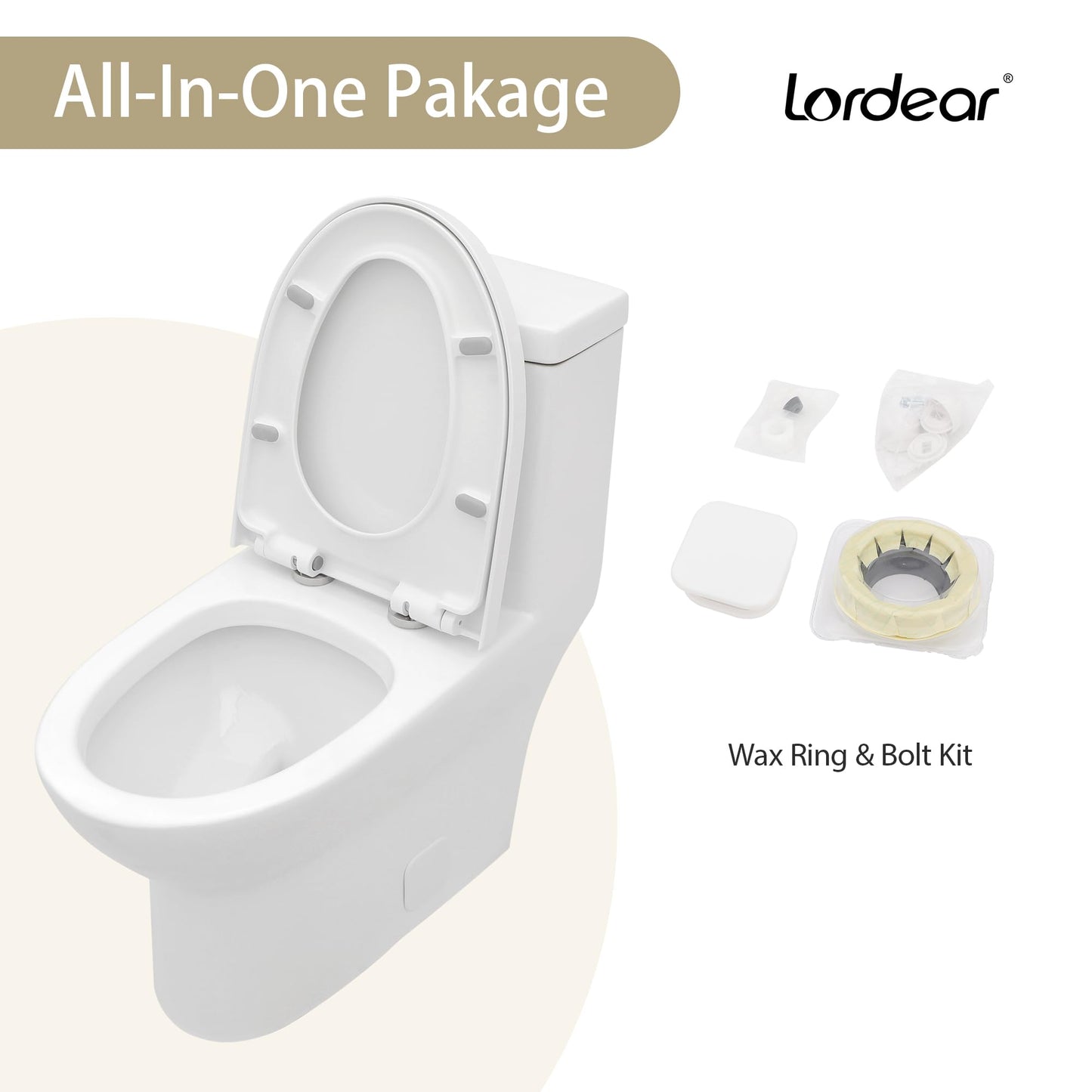 Lordear White Ceramic Elongated Floor One Piece Bidet Toilet from Lordear