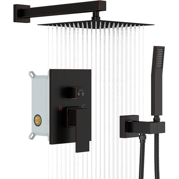 Lordear Stainless Steel Wall Mounted Square Rainfall Shower Head with Handheld Shower from Lordear