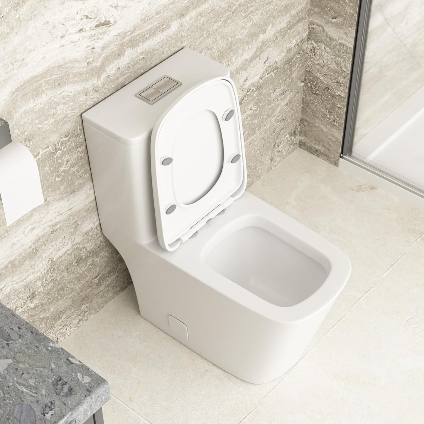 Lordear White Ceramic Elongated Floor One Piece Bidet Toilet with Comfortable Seat from Lordear