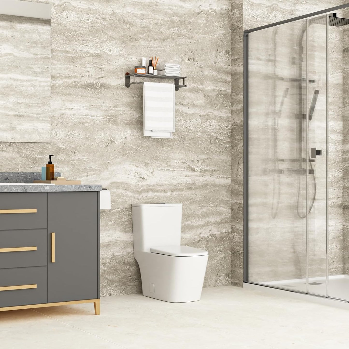 Lordear White Ceramic Elongated Floor One Piece Bidet Toilet with Comfortable Seat from Lordear