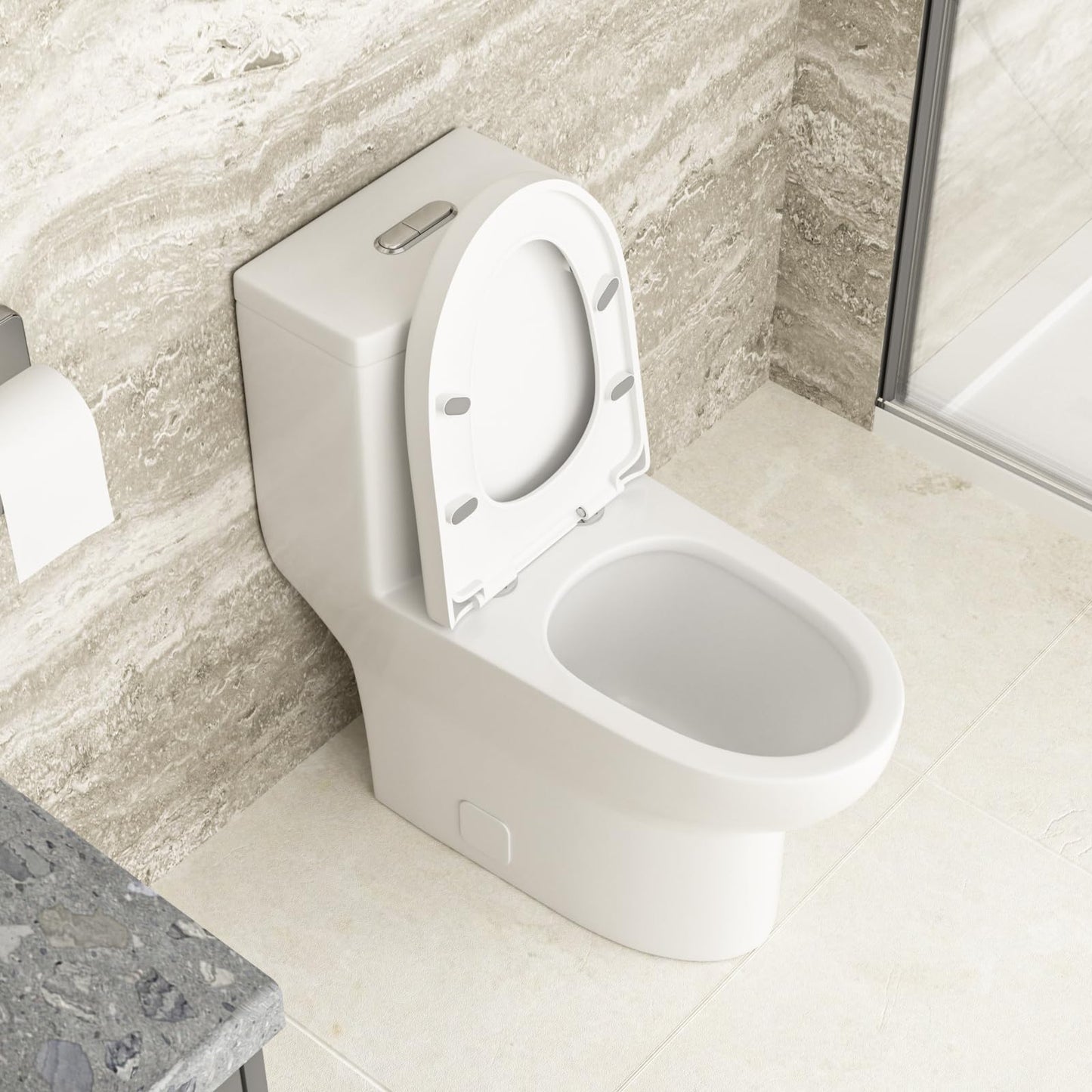 Lordear White Ceramic Elongated Floor One Piece Bidet Toilet from Lordear