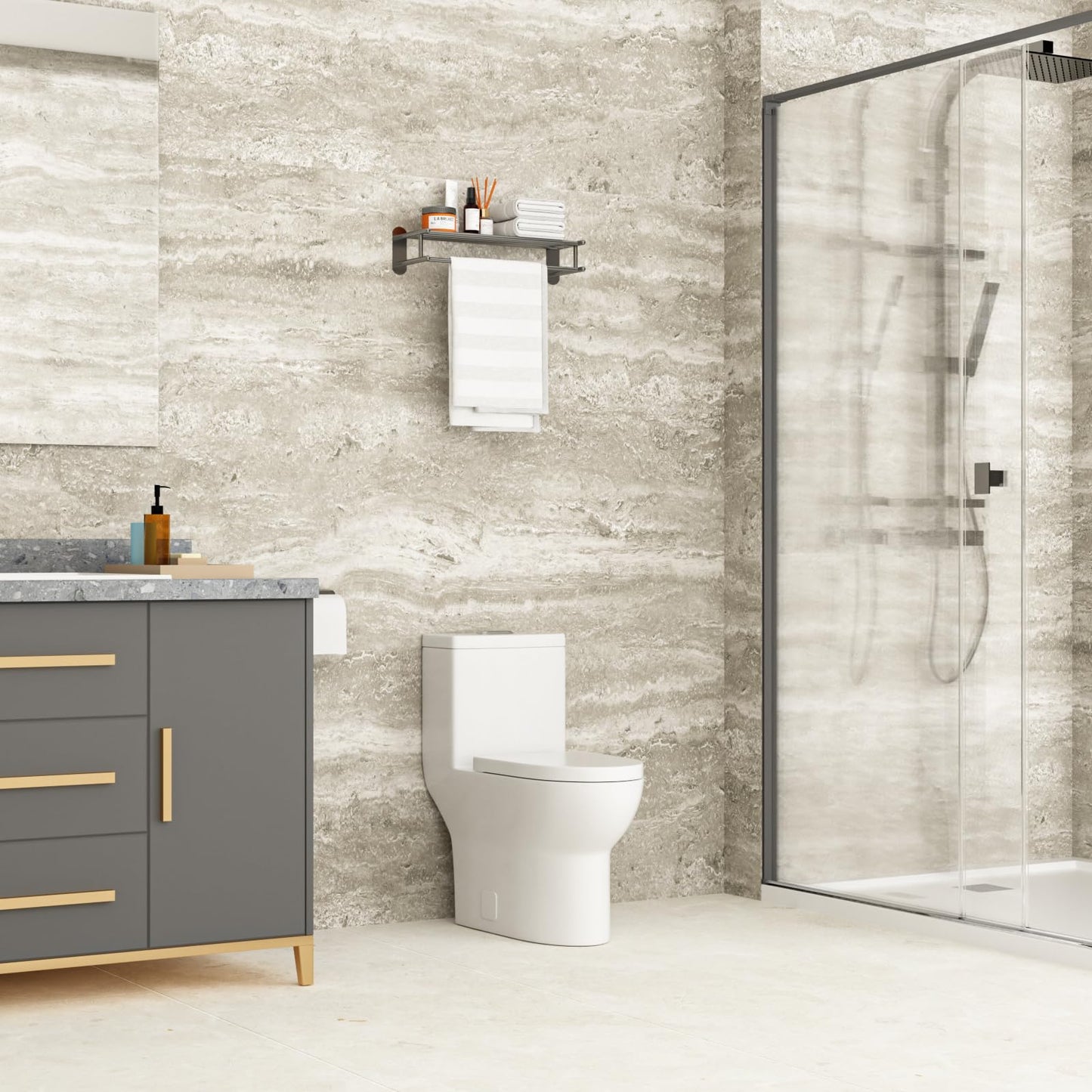 Lordear White Ceramic Elongated Floor One Piece Bidet Toilet from Lordear