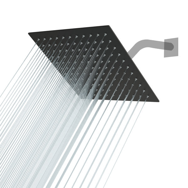 8 Inch Square Rain Shower Head 1.8 GPM High Pressure Shower Head Stainless Steel Shower Head-Matte Black from Lordear