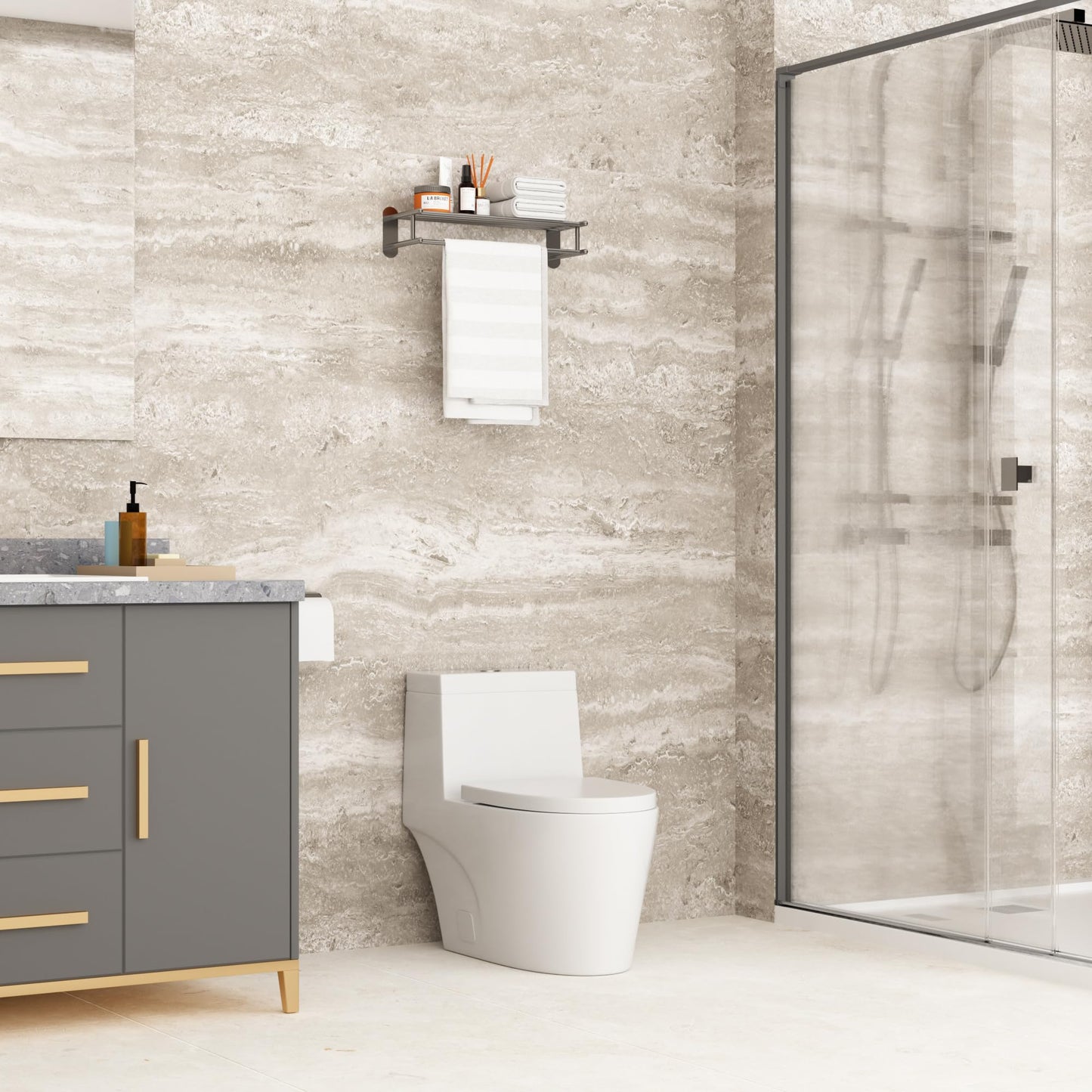 Lordear White Ceramic One Piece Floor Bidet Toilet with Comfort Wider Chair Seat from Lordear
