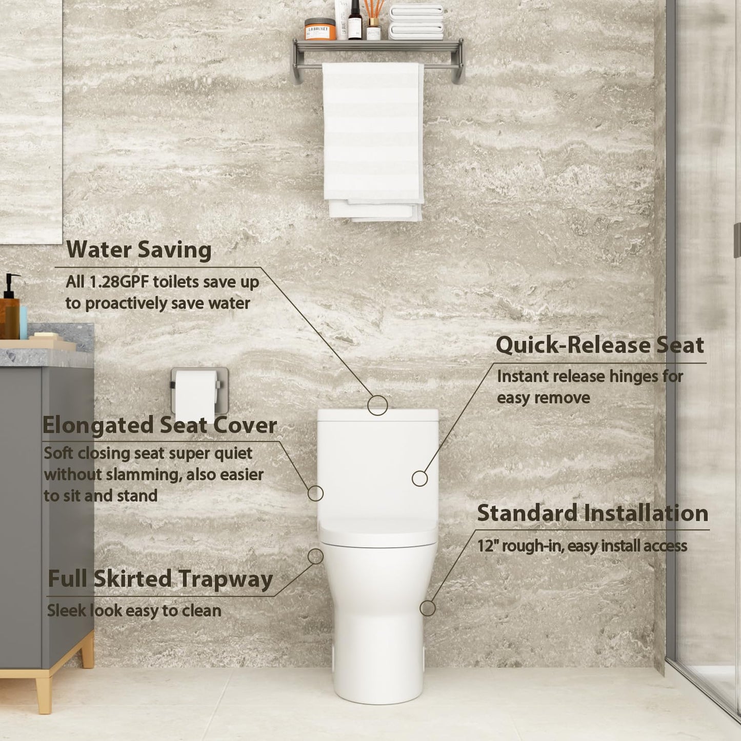 Lordear White Ceramic Elongated Floor One Piece Bidet Toilet from Lordear