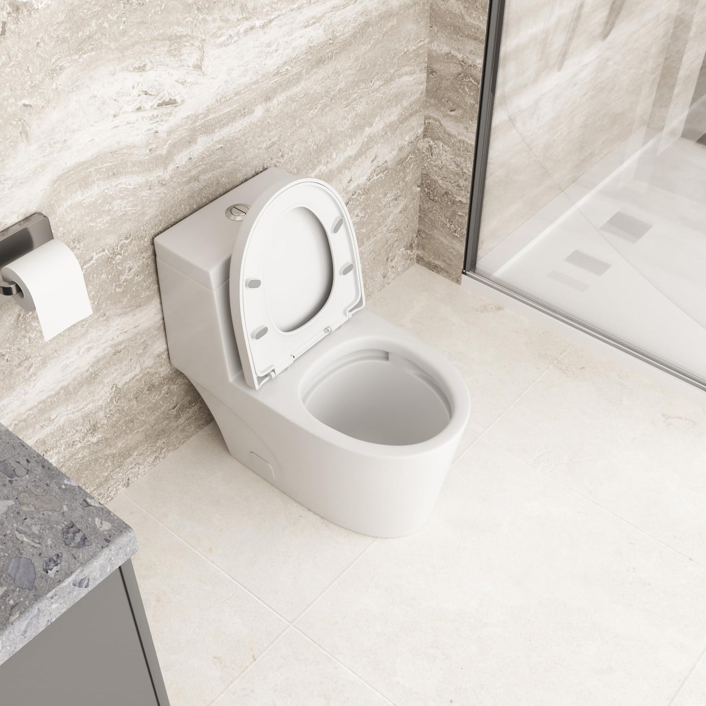 Lordear White Ceramic One Piece Floor Bidet Toilet with Comfort Wider Chair Seat from Lordear