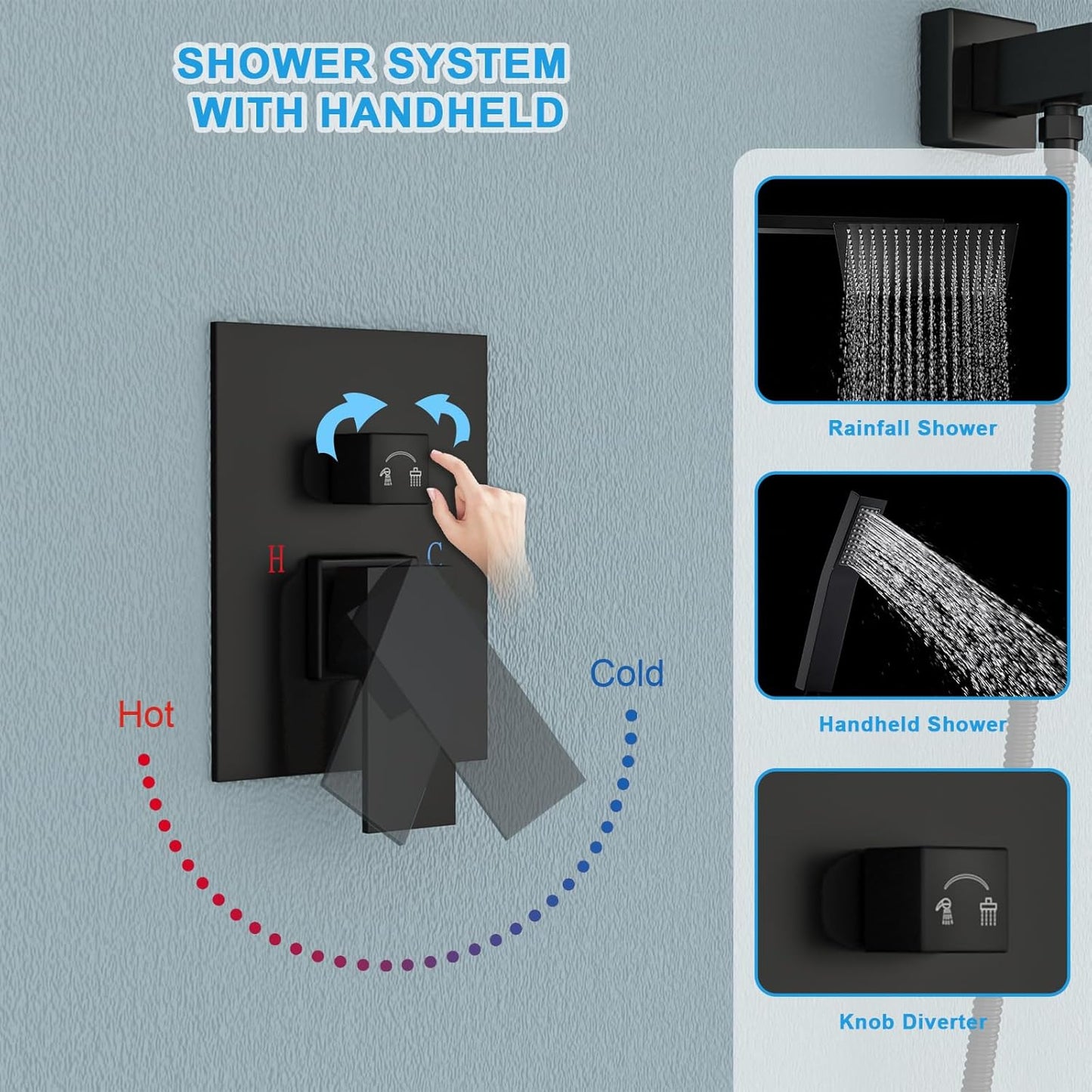 Lordear Stainless Steel Wall Mounted High Pressure Shower System Faucet Set from Lordear