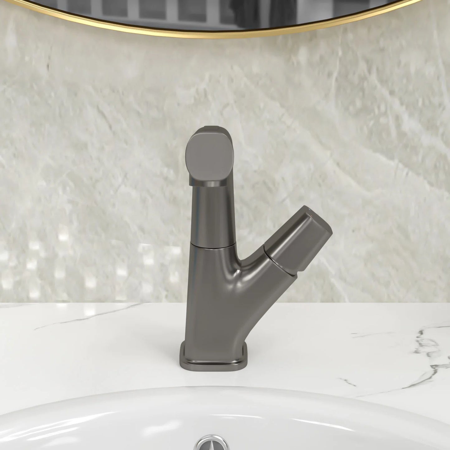Bathroom Faucet with Pull Down Sprayer Stainless Steel Bathroom Pull Out Faucet with 3 Modes 360¡ã Rotating to Switch Mode-Gunmetal Black from Lordear