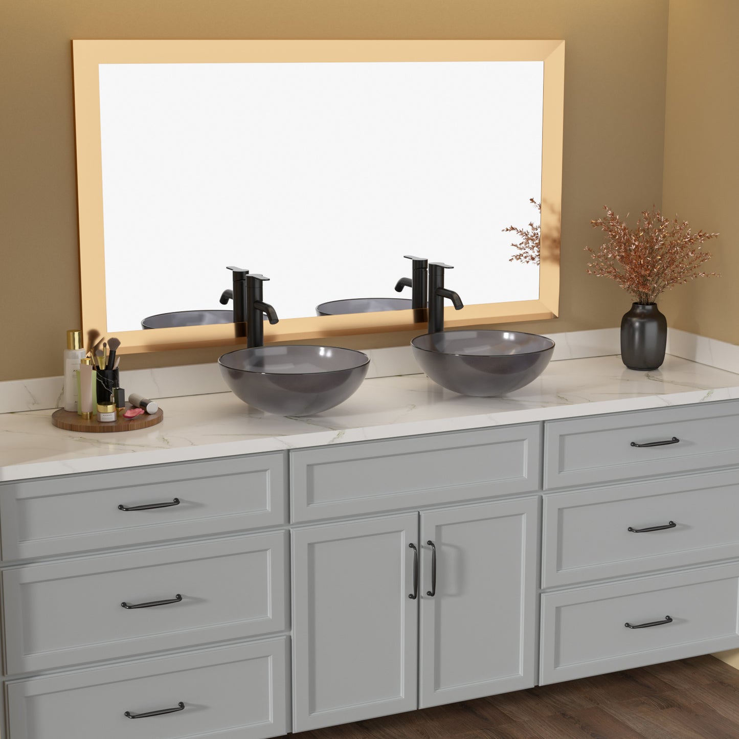 Lordear 16" x 16" Tempered Glass Vessel Bathroom Sink with Pop up Drain from Lordear