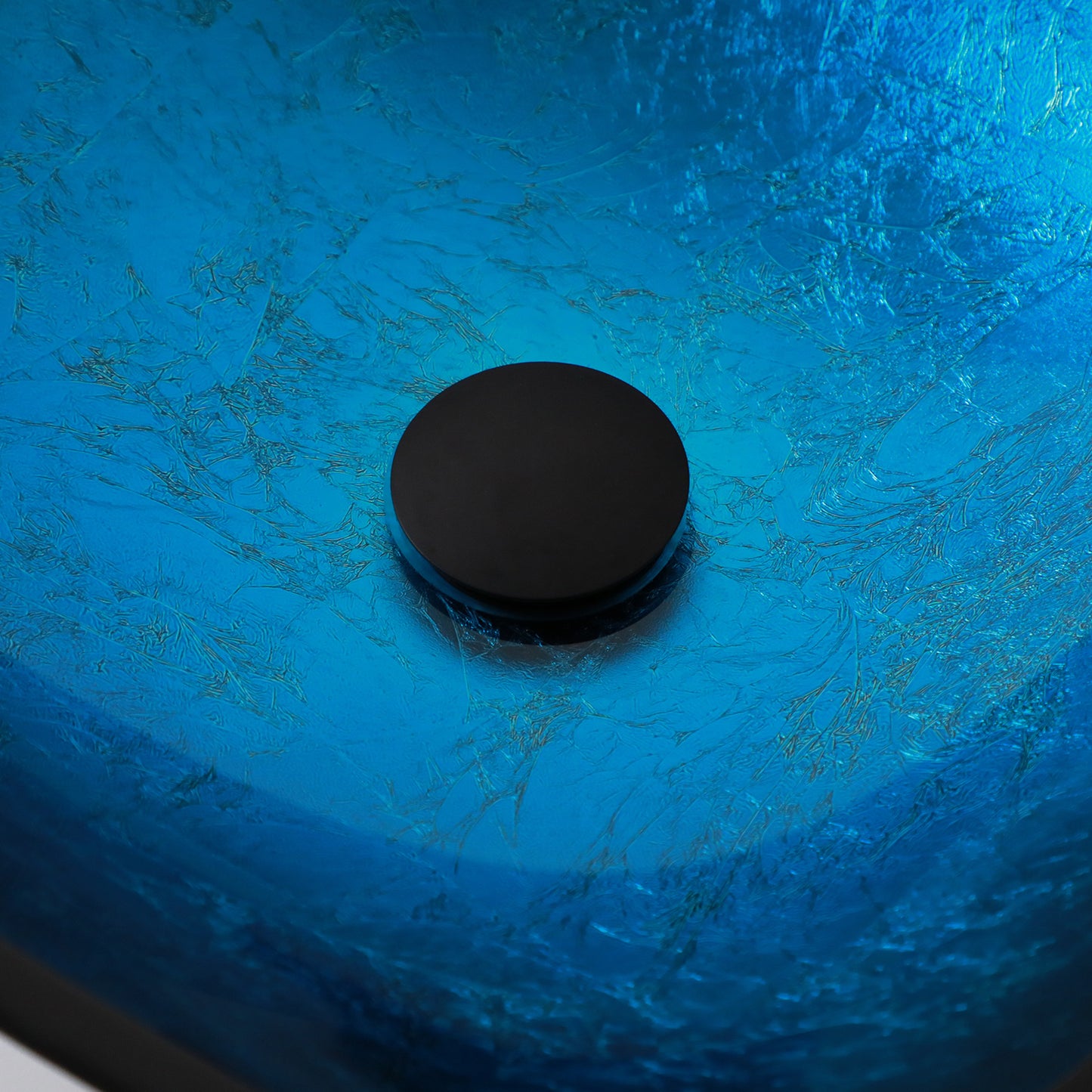 Lordear 16" L x 16" W Tempered Glass Blue Vessel Bathroom Sink with Pop-up Drain from Lordear