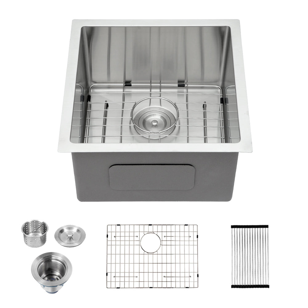 Lordear 15x17 Inch Undermount Sink Bar Sink 16 Gauge Stainless Steel Bar Prep Sink R10 Tight Radius Deep Single Bowl Sink from Lordear