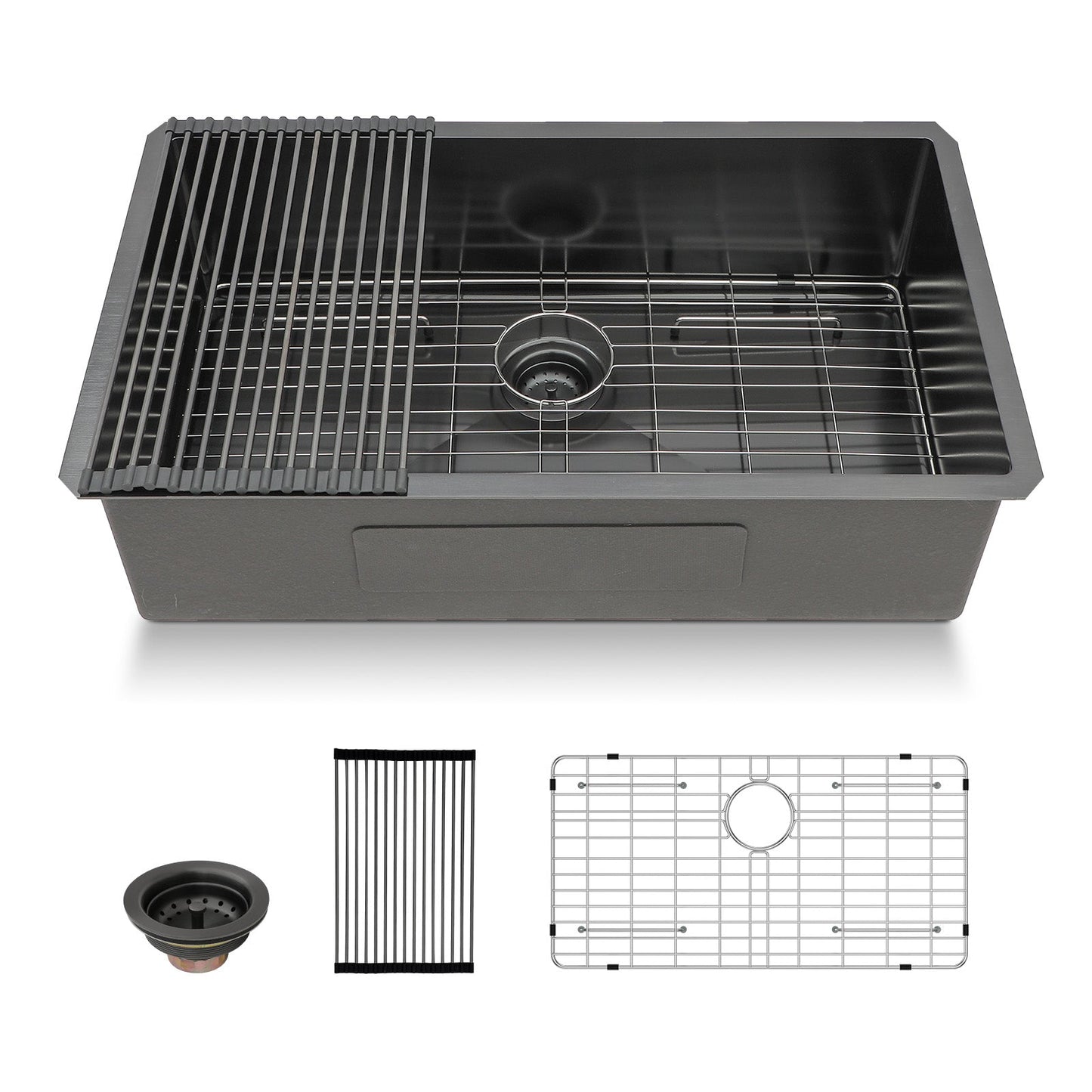 Lordear Stainless Steel Gunmetal Black Single Bowl Undermount Kitchen Sink from Lordear