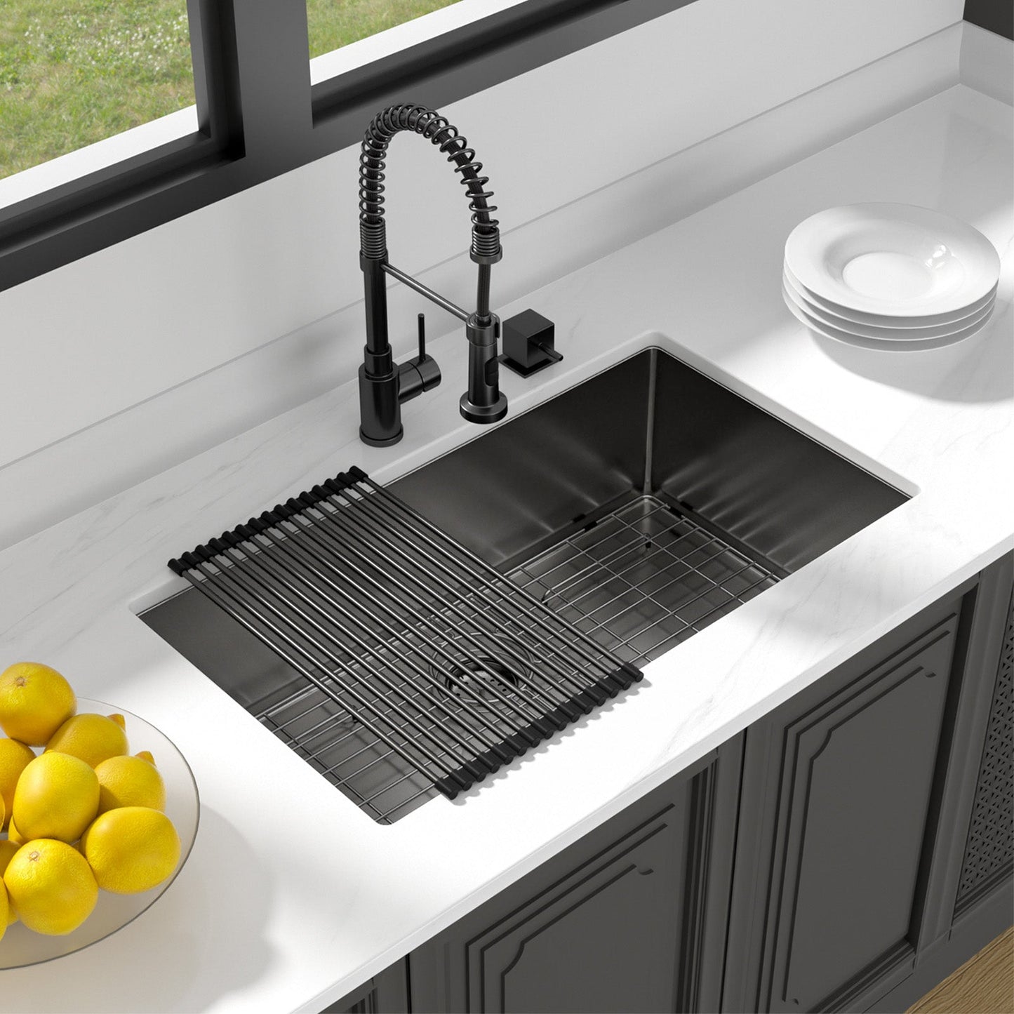 Lordear Stainless Steel Gunmetal Black Single Bowl Undermount Kitchen Sink from Lordear