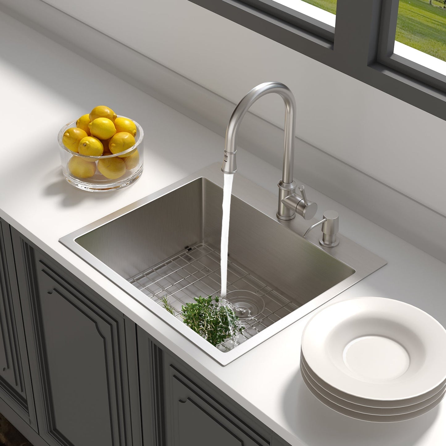 Lordear Stainless Steel Drop-In Single Bowl Kitchen Sink from Lordear