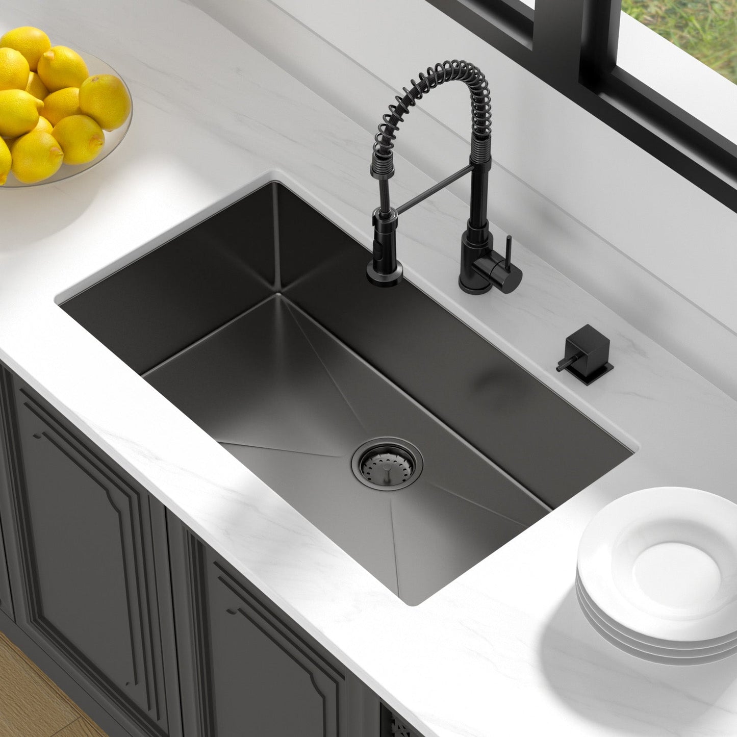 Lordear Stainless Steel Gunmetal Black Single Bowl Undermount Kitchen Sink from Lordear