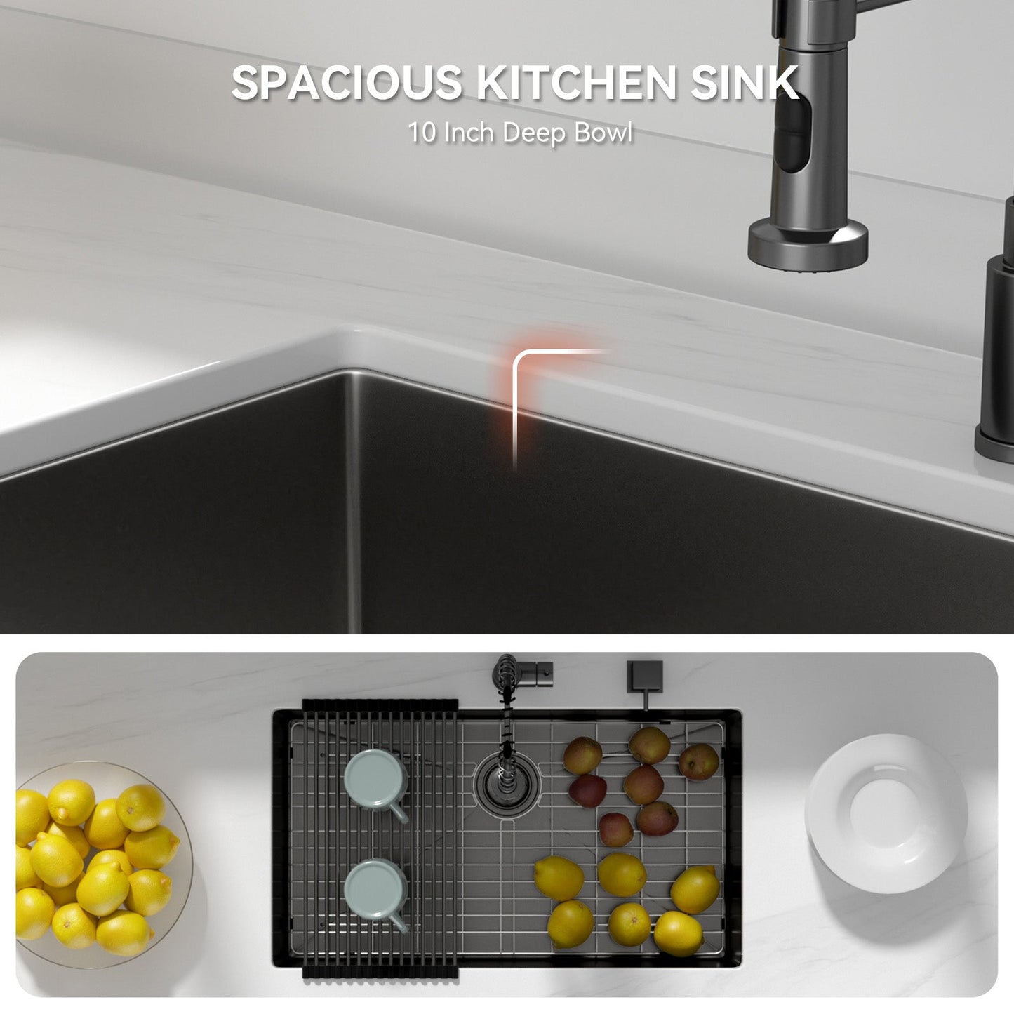 Lordear Stainless Steel Gunmetal Black Single Bowl Undermount Kitchen Sink from Lordear