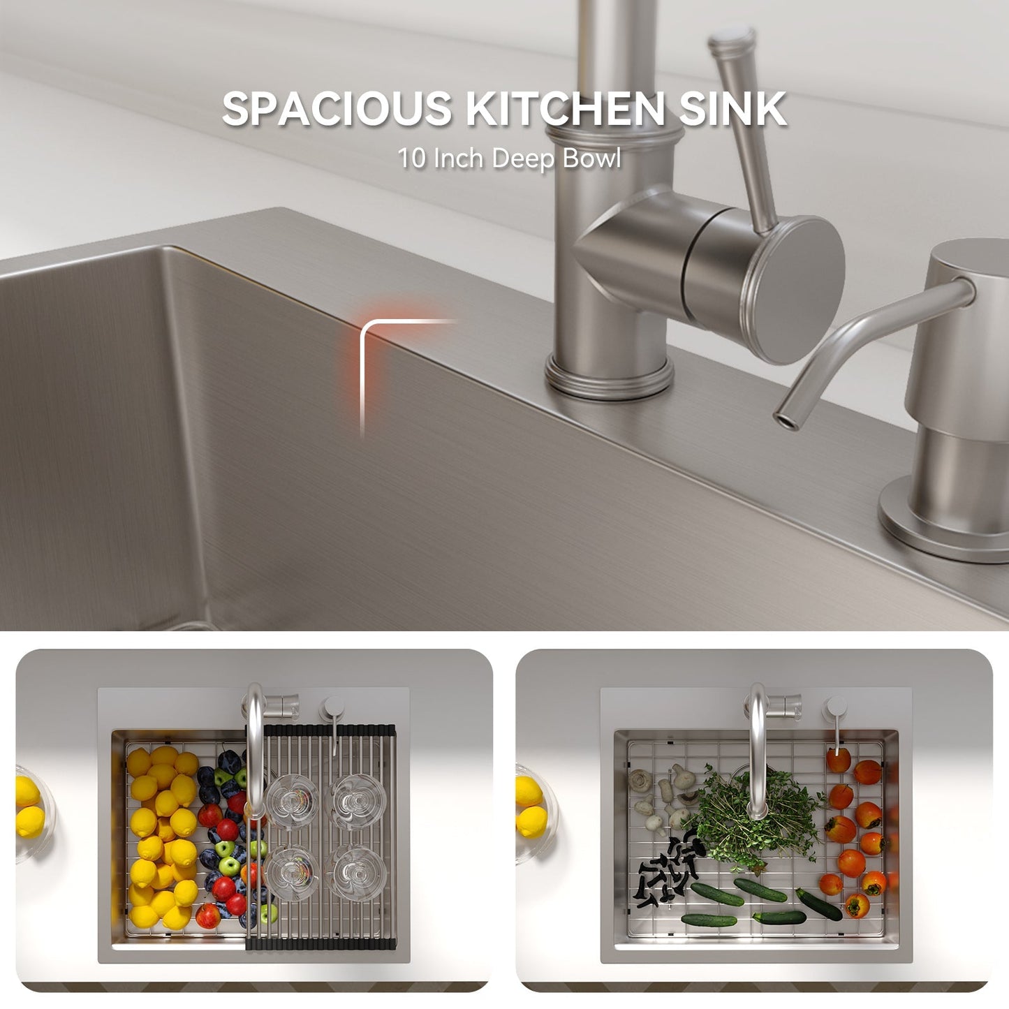 Lordear Stainless Steel Drop-In Single Bowl Kitchen Sink from Lordear