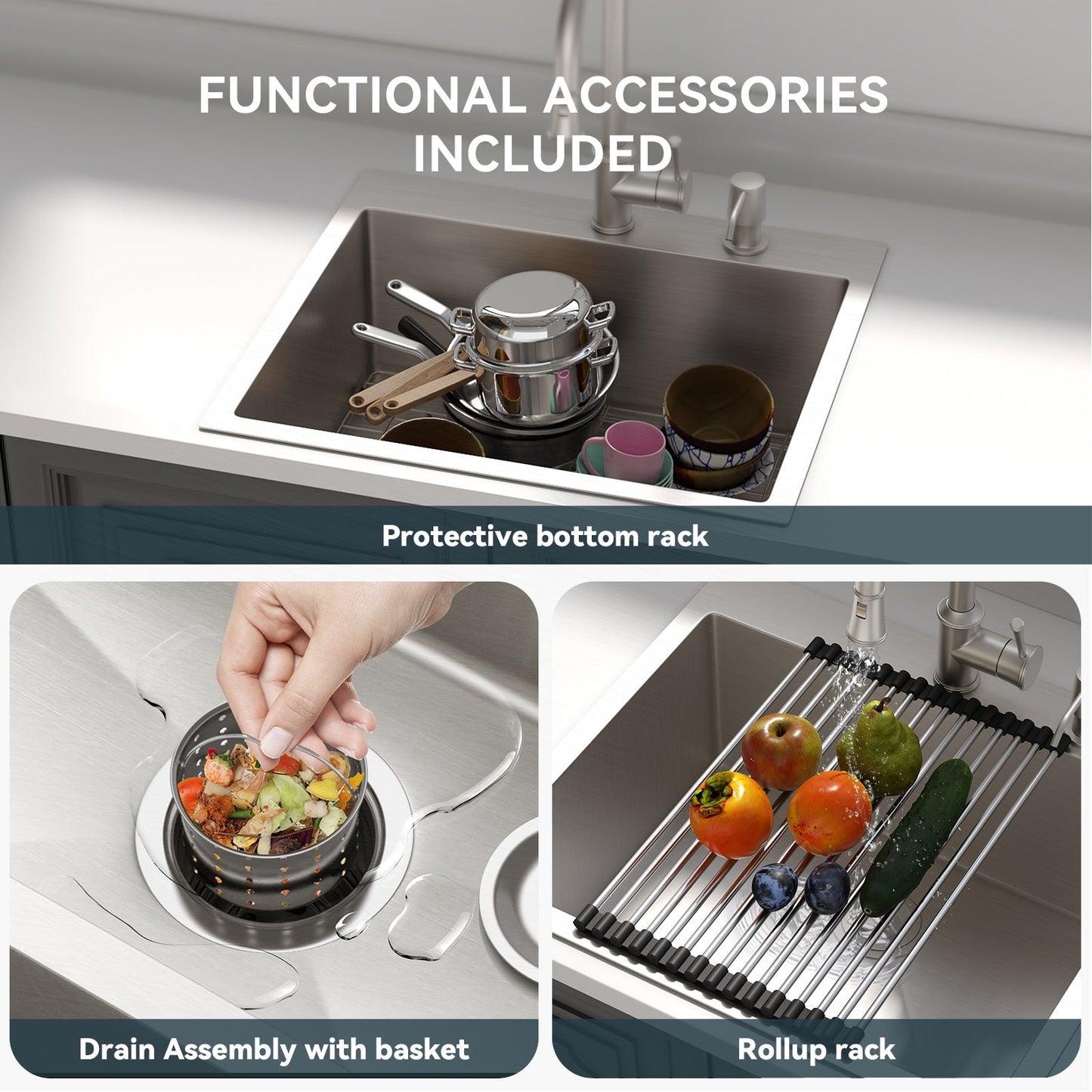 Lordear Stainless Steel Drop-In Single Bowl Kitchen Sink from Lordear