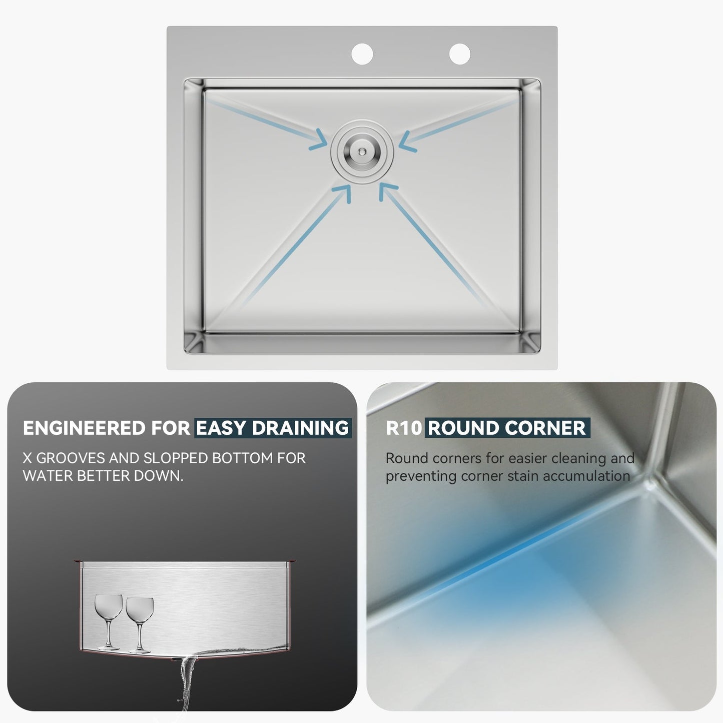 Lordear Stainless Steel Drop-In Single Bowl Kitchen Sink from Lordear