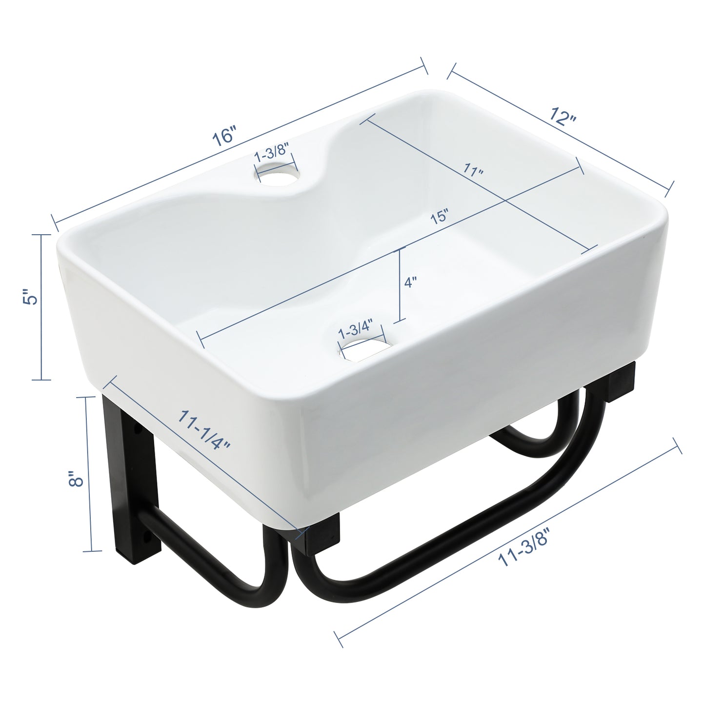 Lordear 16" x 12" White Ceramic Wall Mounted Bathroom Sink with Towel Rack from Lordear