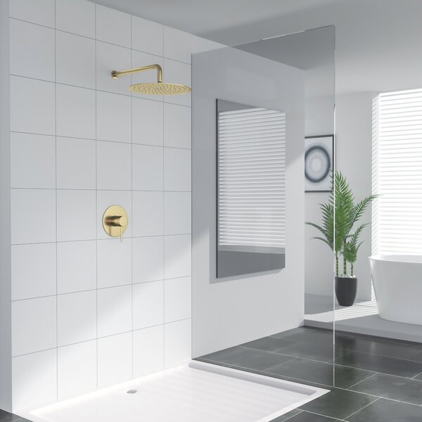 Lordear 10" Stainless Steel Round Gold Shower Head with Valve from Lordear