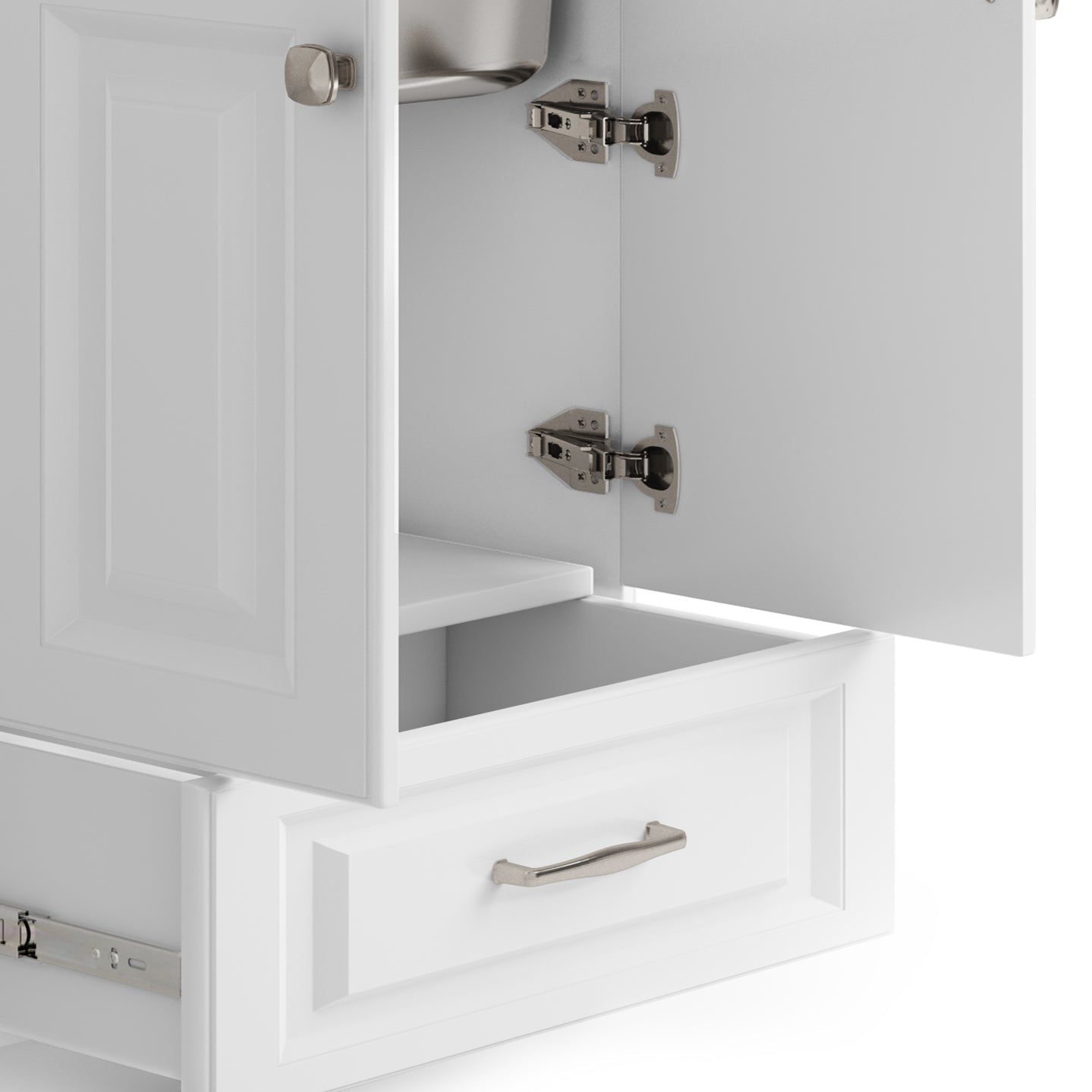28-inch All-in-One Utility Stainless Steel Sink & Pure White Laundry Cabinet With Brushed Nickel Faucet from Lordear