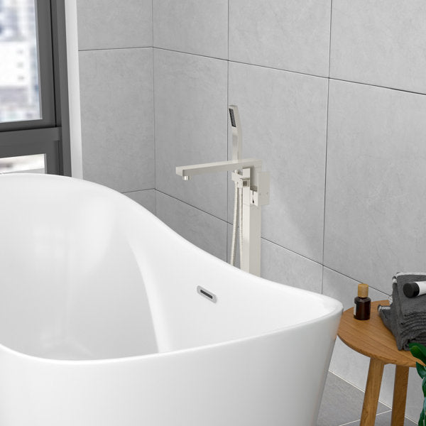 Lordear Freestanding Bathtub Faucet Floor Tub Spout with Diverter Filler Floor Mount Brass Bathroom Faucets with Hand Shower from Lordear