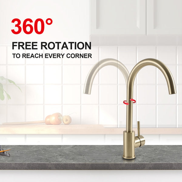 Lordear Stainless Steel 360 Degree Single Handle Kitchen Faucet from Lordear